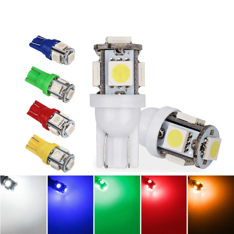 

10 Pcs Led Car DC 12v Lampada Light T10 5050 Super White 194 168 W5w T10 Led Parking Bulb Auto Wedge Clearance Lamp SHIELD