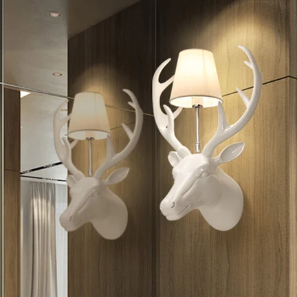 Настенные светильники с оленем и рогами белые черные искусственные для дома