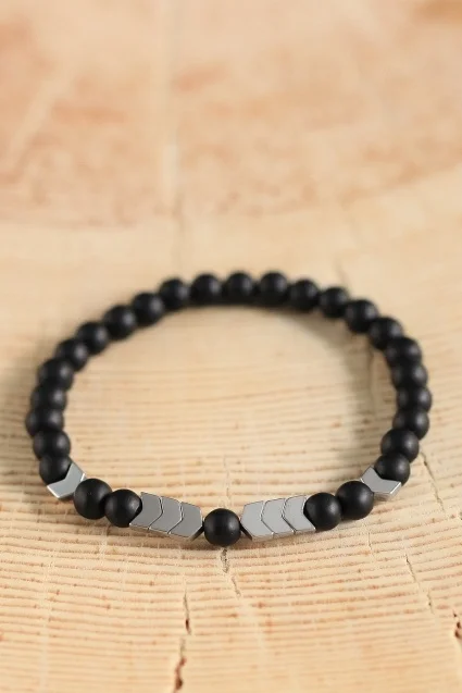 Высокое качество мужской черный Магнитный гематит матовый браслет из ониксовых