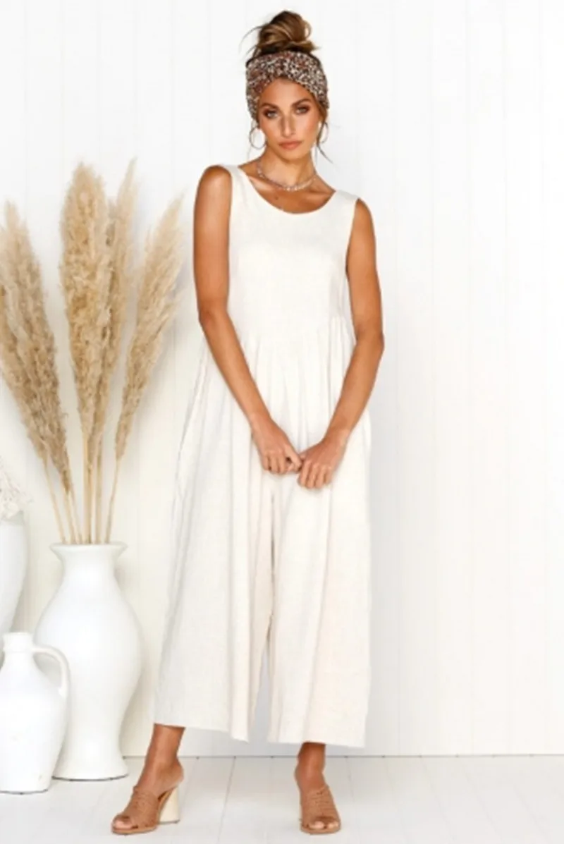 Женские летние костюмы комбинезоны без рукавов с o образным вырезом и открытой