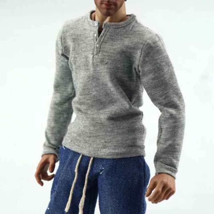 

1:6 Grey Color Men's Long Sleeve Shirt Coat Fit 12" Male Action Figure Body Model Accessories