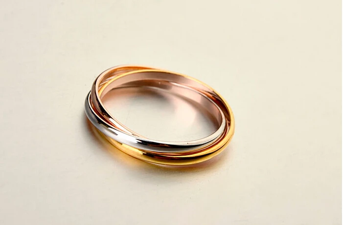 Трехцветное обручальное кольцо для мужчин и женщин белое/розовое золото