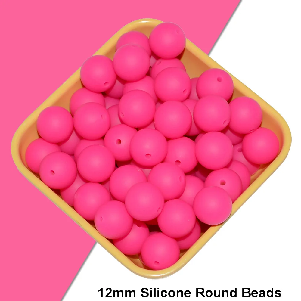 18 Happyfriends 10pcs 12mm Silicone Teething Bead Baby Chewable Pacifier Clips Beads Food Grade Silicone BPA FREE Teether Toys - Цвет: 18