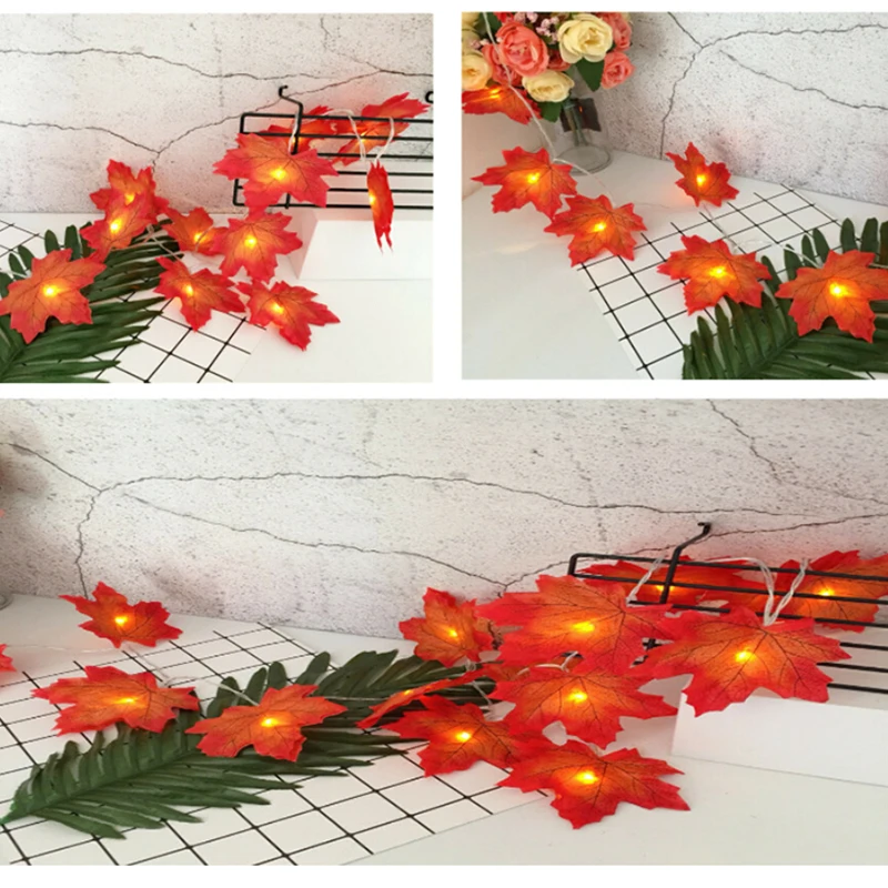 Прямая поставка 3 м 20 светодисветодиодный Осенняя гирлянда с кленовыми листьями