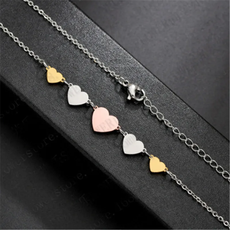 New Korean Style Small Fresh Tricolor Love Pendant Necklace Woman Simple Stainless Steel BOHO Jewelry Rose Gold Gift | Украшения и