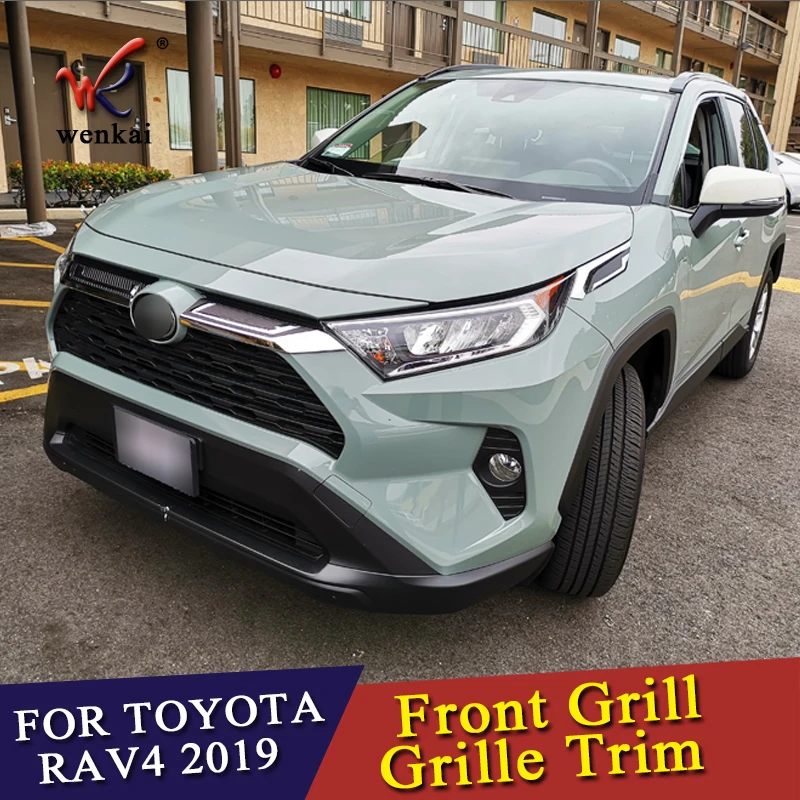Для Toyota Rav4 Hybrid XA50 ABS Хромированная передняя Центральная сетчатая решетка радиатора, Накладка для украшения автомобиля