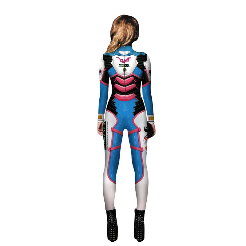 Высокое качество Косплей Overwatch DVA костюм спандекс полиэстер Zentai боди Женский полный тело Хэллоуин костюм C13301