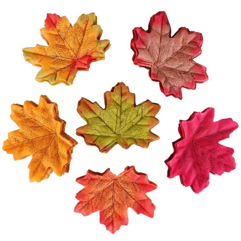 100 шт Ассорти смешанные осенние цветные искусственные кленовые листья для свадеб