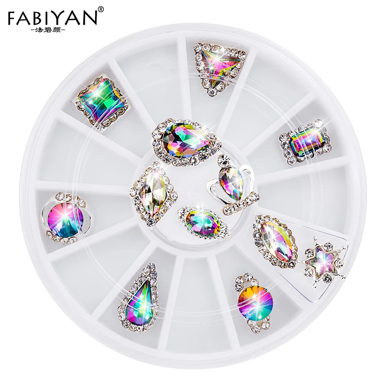 12 Design Nail Art Decoration Glass Crystal Flame AB Rhinestones Gems Alloy Metal 3D Tips DIY jewelry Accessories Tools Manicure | Красота и