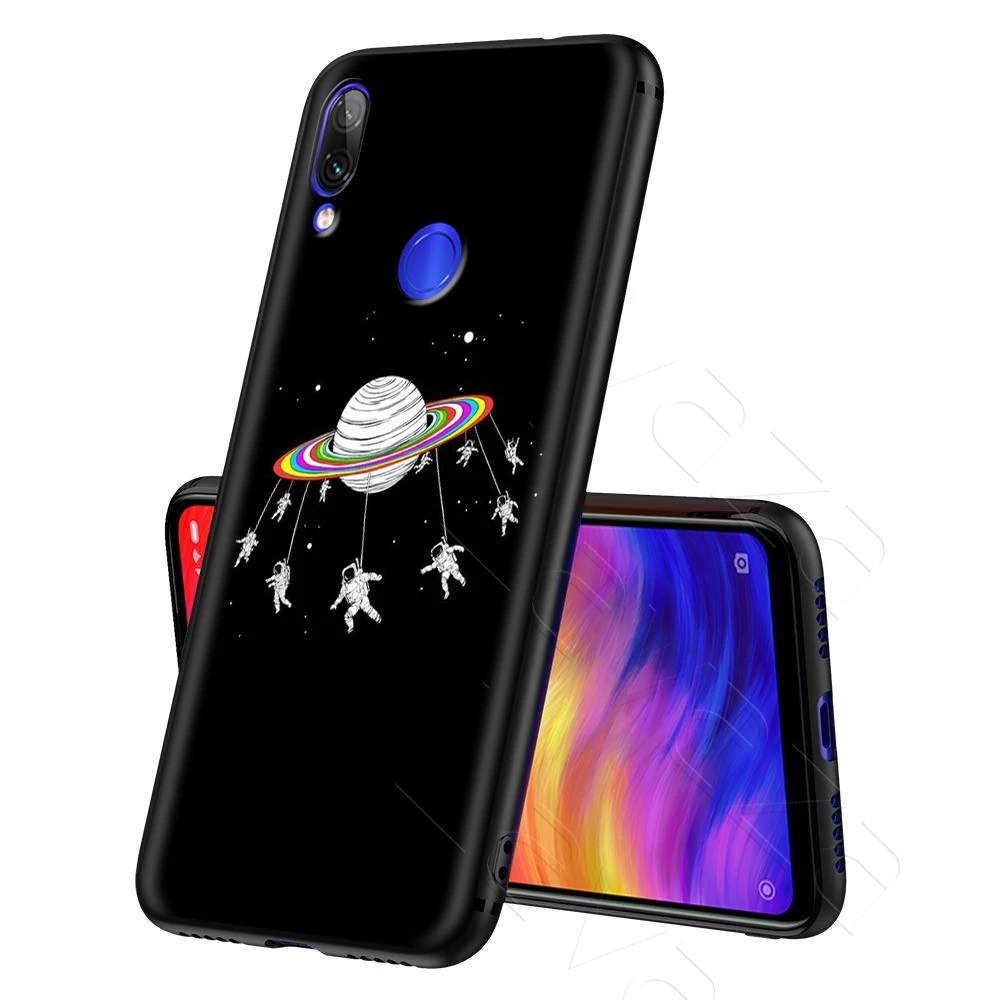 Черный белый чехол с изображением Луны звезд космонавта для Xiaomi Redmi Note 8 9 S K30 Pro MI MAX