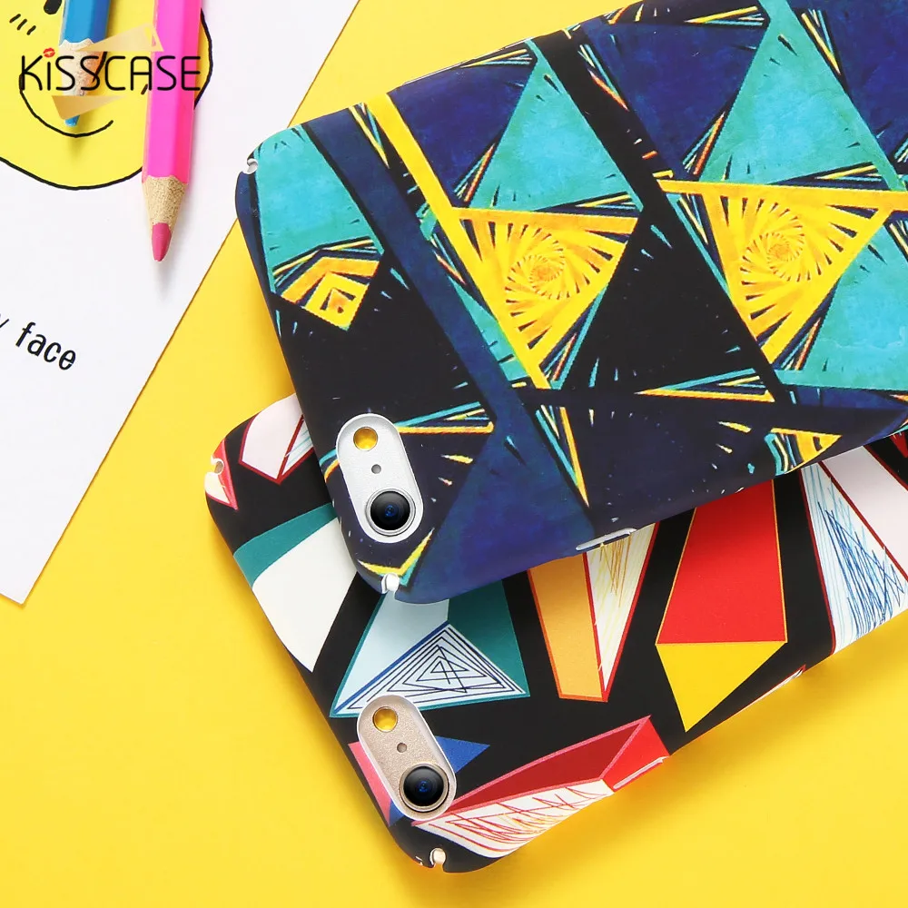 Kisscase Мода Геометрия рисунком Телефон чехол case для iPhone 6 6S 7 8 Plus большие красочные