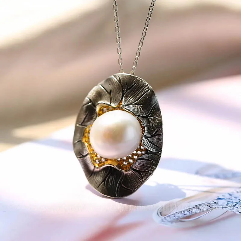 CSJ натуральный хром жемчуг цветок Подвески стерлингового серебра 925 цепочки и