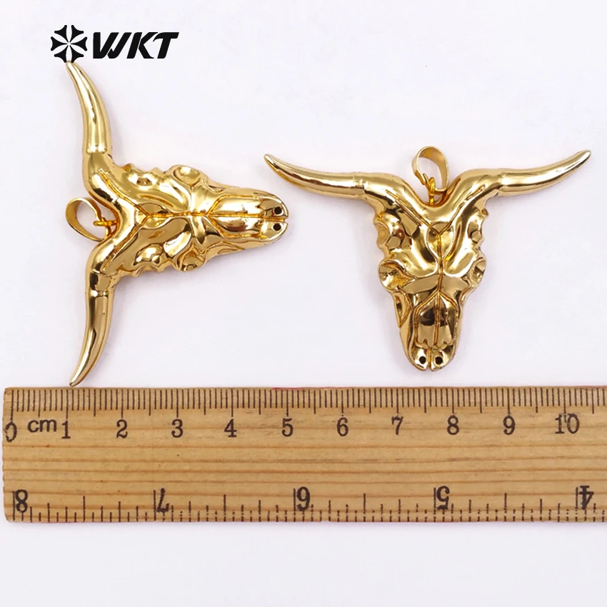 WT-P881 дизайнерский натуральный длинный Рог Buffalo кулон из смолы, бычий скот кулон, Золотая вырезанная подвеска, подвеска "Буйвол"