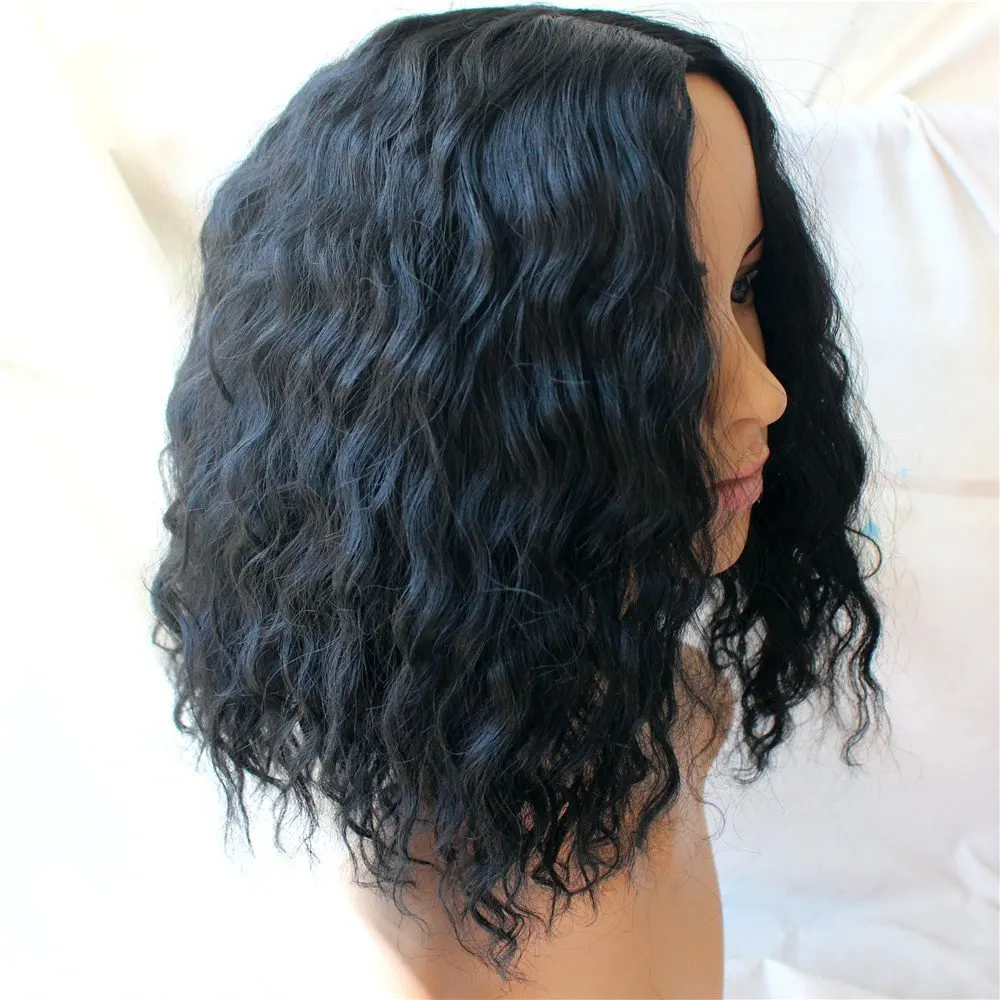 Женский короткий парик Similler черный из синтетических волос с высокой