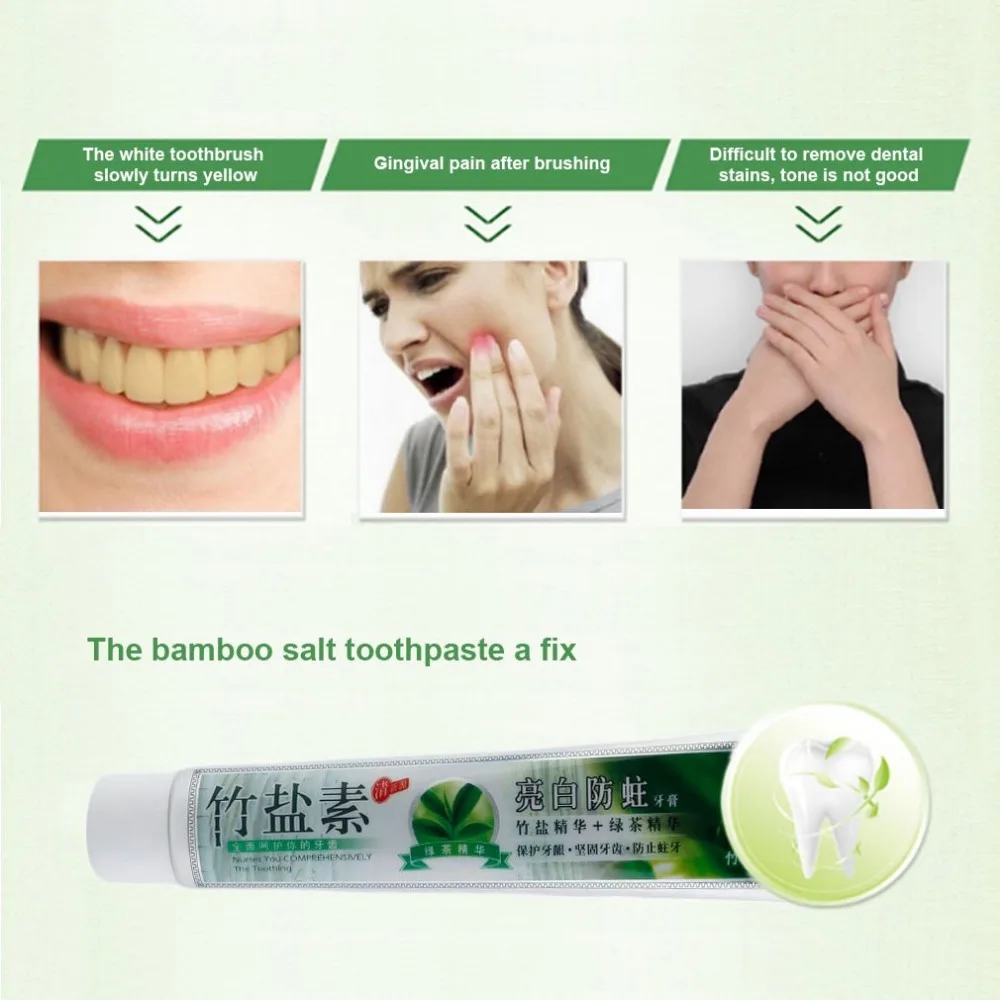 100 г бамбуковая соленая зубная паста здоровое отбеливание анти-кровотечение