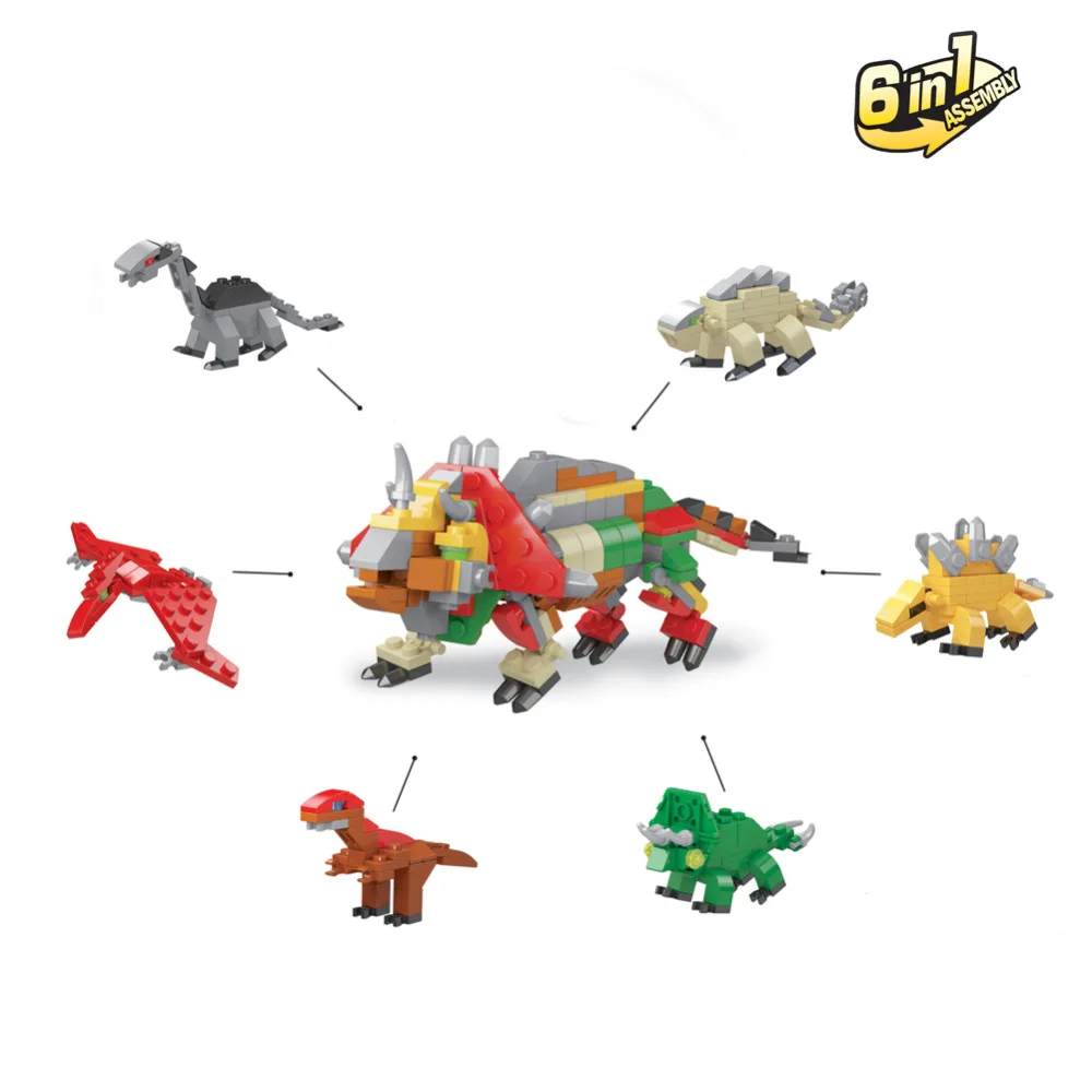 6pcs Per Set 6 в 1 Пластик Пазлы Детские игрушки Монтессори деформация Яйца динозавра деревянный пазл Игрушки Для Детей Забавные игрушки 6 шт./компл - Цвет: 6pcs Per Set