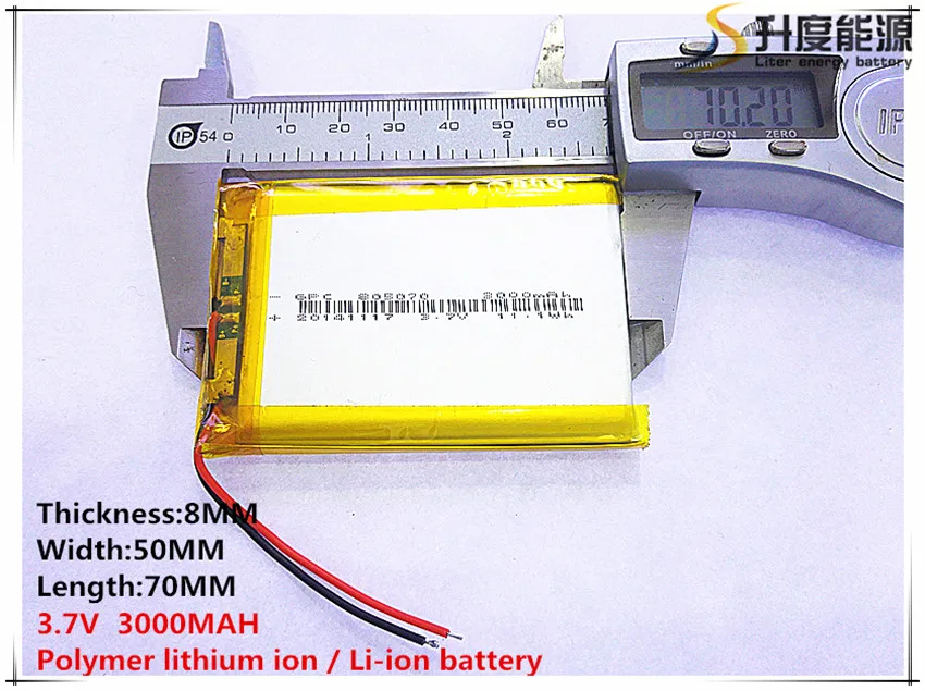 

Li-po 3,7 V,3000mAH [805070] PLIB (полимерный литий-ионный/литий-ионный аккумулятор) для умных часов, GPS,mp3,mp4, сотового телефона, динамика