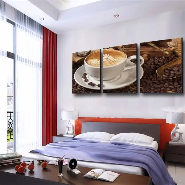2016 3 Панель кофе Wall Art Картина современная живопись на холсте украшения дома