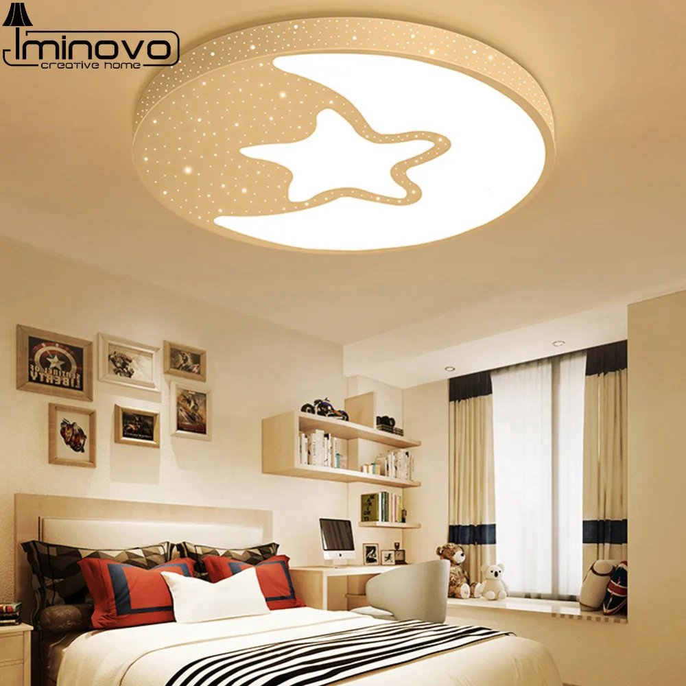 Lámpara LED de techo moderna para niños, accesorio de iluminación de estrellas, montaje en superficie para dormitorio de niños, Control remoto al ras