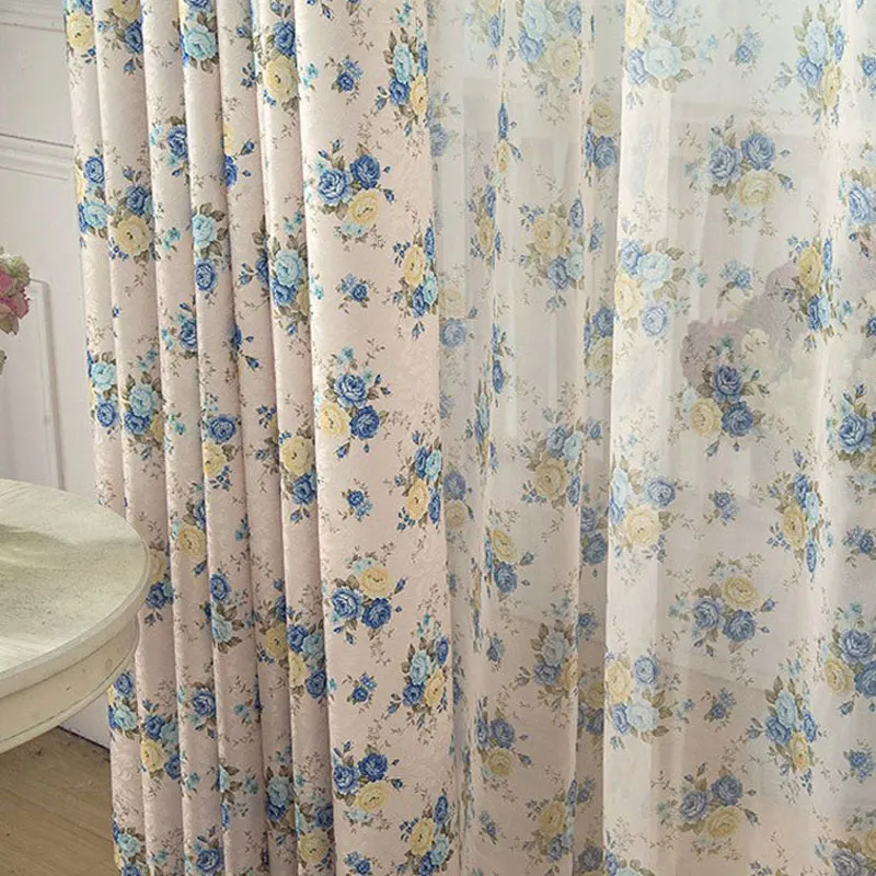 

European luxury curtains pastoral printing curtains bedroom windows living room windows 080