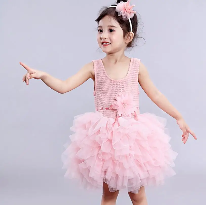 New 2019 Baby Girls Summer Pink Ball Vest Dance Dress Kids Sweet Dresses 4 pcs/lot Wholesale Free Shipping | Детская одежда и