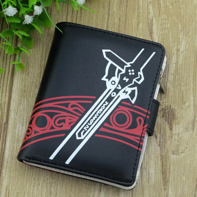 Sword Art Online Сказочный хвост аниме кожаный кошелек черный цвет Кнопка Кошелек для женщин и мужчин крутой мешок денег 3D цветной с принтом для подарка - Цвет: Sword Art Online