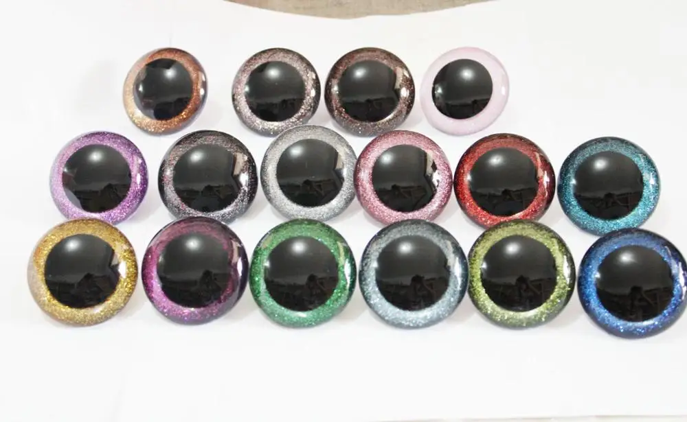 30pcs--N16--26mm/28mm/30mm/40mm/50mm big size round clear toy safety glitter eyes + fabric hard washer-color option | Игрушки и хобби