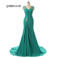 sexy green royal blue mermaid evening dresses 2018 beads long evening prom gown wedding party gown