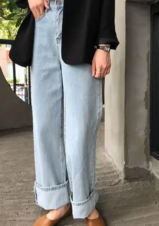 blue jean pants Корейский винтажный стиль, однотонный Блейзер, куртка с длинным рукавом, зубчатый пиджак для женщин, повседневные длинные блейзеры для женщин(X249 - Цвет: blue jean pants