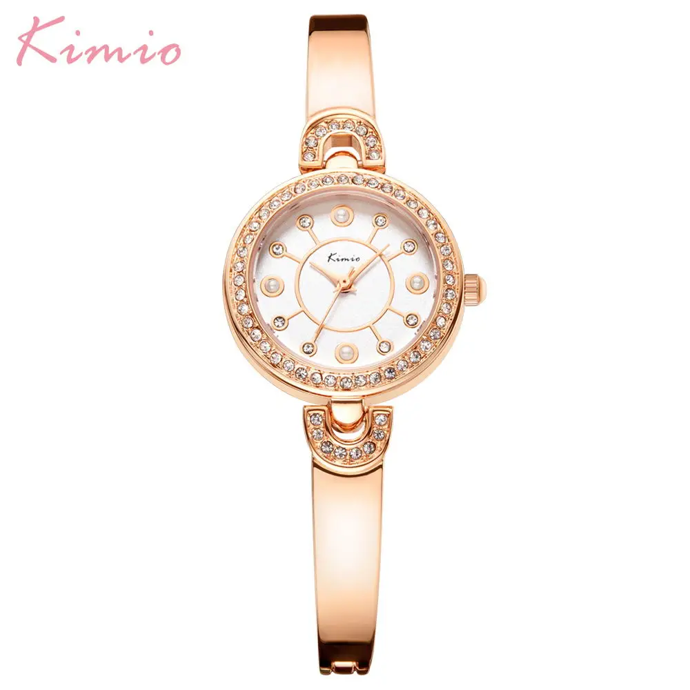 Женские кварцевые часы KIMIO водонепроницаемые из нержавеющей стали с бриллиантом