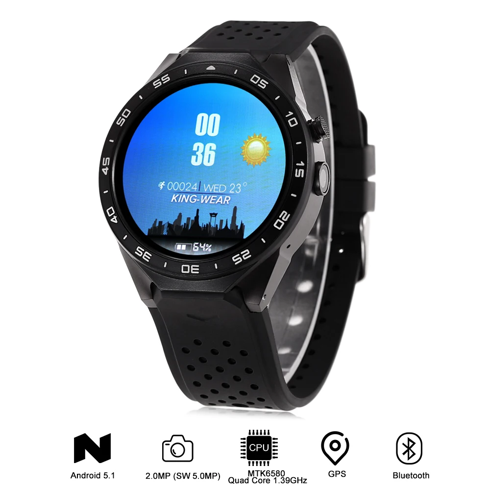 696 Оригинал KingWear KW88 Android 5 1 39 ''экран 3g Smartwatch телефон MTK6580 512MB 4GB gps Шагомер Умные