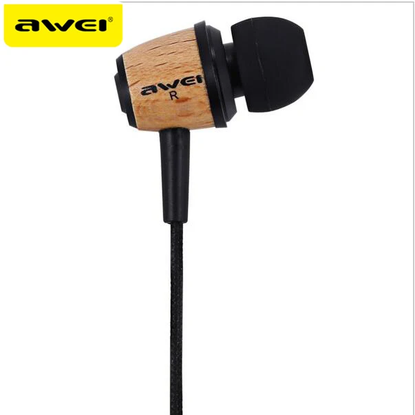 AWEI Q9 проводные наушники в ухо Fone de ouvido деревянные басовые наушники стерео Auriculares Audifonos нейлоновая плетеная Проводная гарнитура Kulakl k