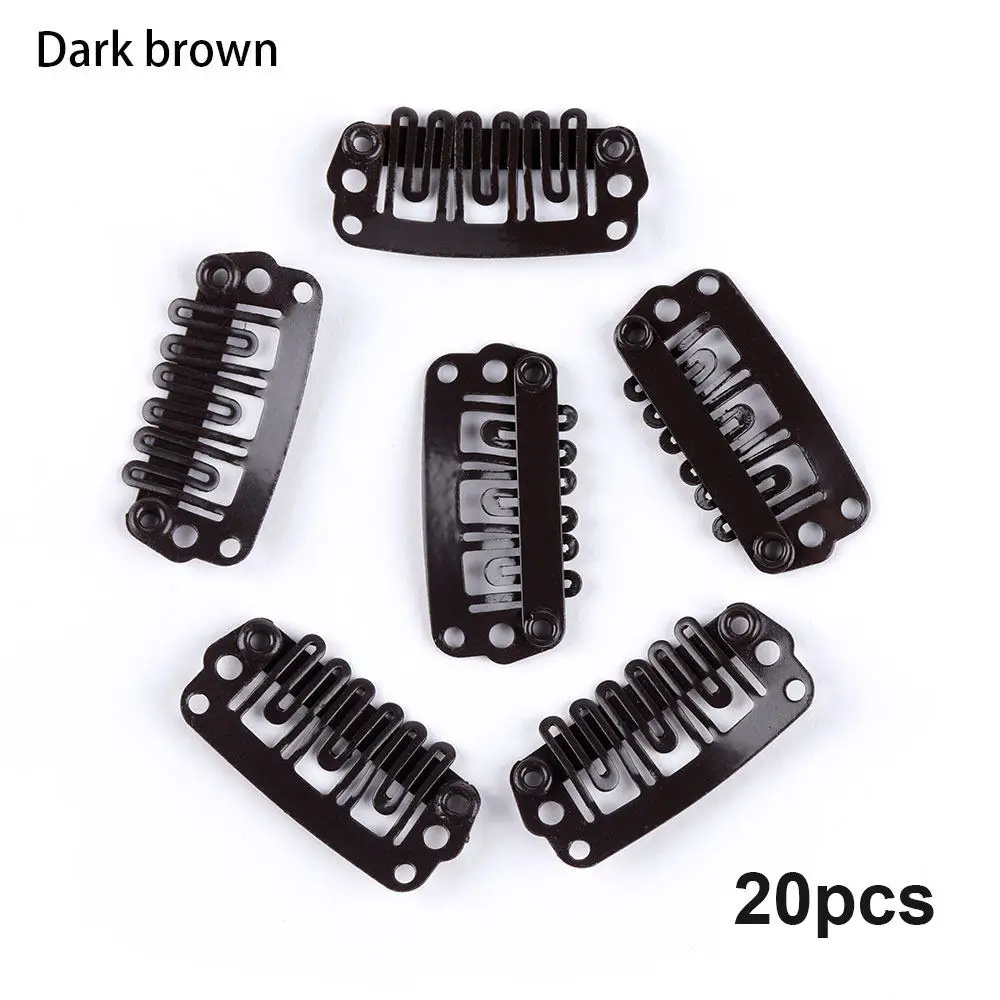 28mm dark brown 20 шт Металлические u-образные парики для наращивания фиксированные заколки для волос 32 мм/28 мм/24 мм держатель шпильки Заколки для женщин аксессуары для волос - Цвет: 28mm dark brown