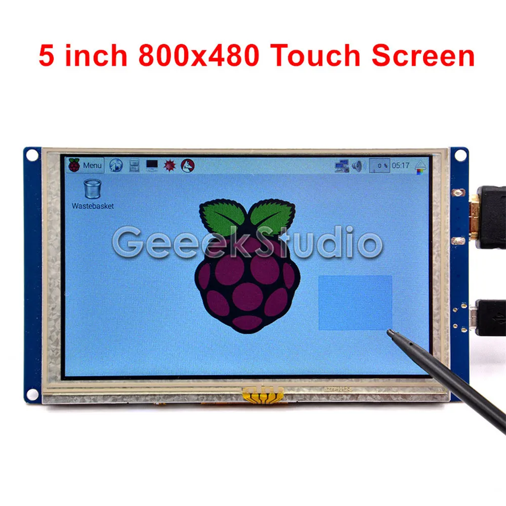 5 Inch HDMI LCD Touch Screen 800*480 TFT Display for Raspberry Pi 4B / 3B+ / 3B / 2 Model B / PC Free Driver Plug and Play