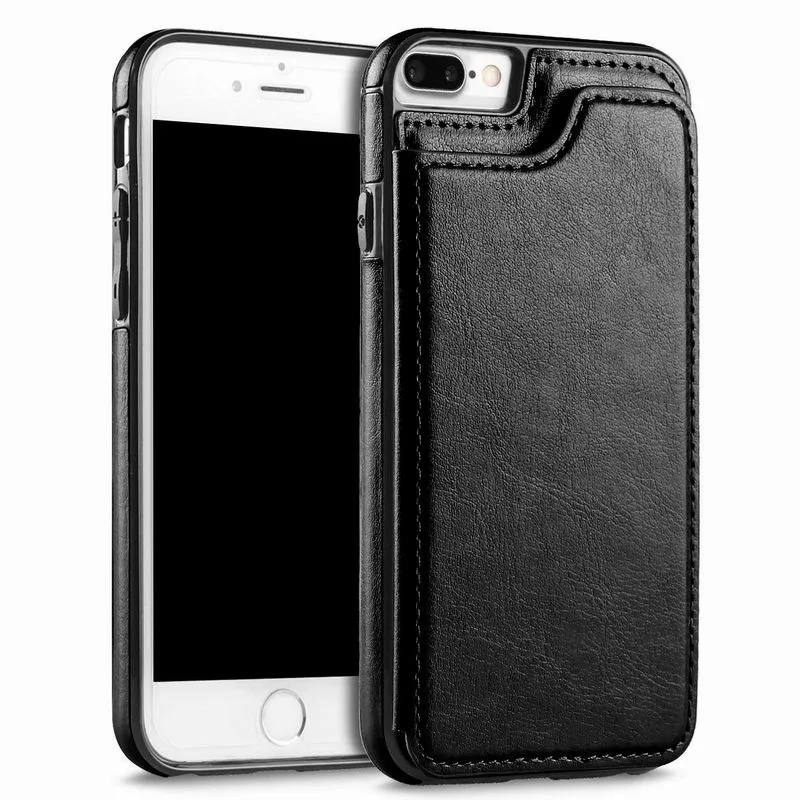 Черный чехол-книжка из искусственной кожи с магнитной застежкой для iPhone 7/8 Plus |
