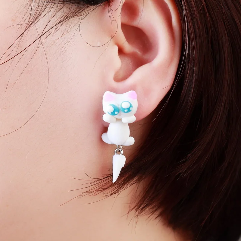 Pameng 2017 New Fashion Cute Animal Cat Stud Earrings For Women Girl Handmade Polymer Clay Jewelry | Украшения и аксессуары
