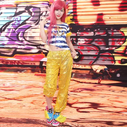 2015 Бесплатная Доставка Лето Стиль Женщины Хип-Хоп DS Костюм Танец Одежды Для