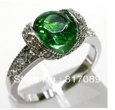 sold jewelry ROUND 8X8MM AEMERALD 14K white gold diamond ENGAGEMENT RING##158 |