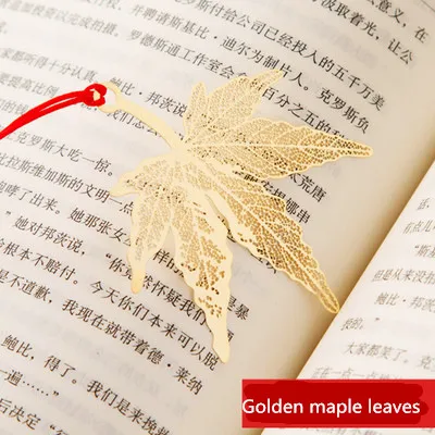 new cute Chinese style metal bookmarks mulberry leaf golden maple leaves feather parasol bookmark | Канцтовары для офиса и