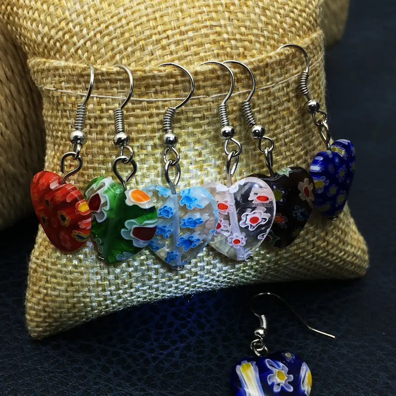 Серьги стеклянные в форме сердца 10 парт/лот 16 мм | Украшения и аксессуары