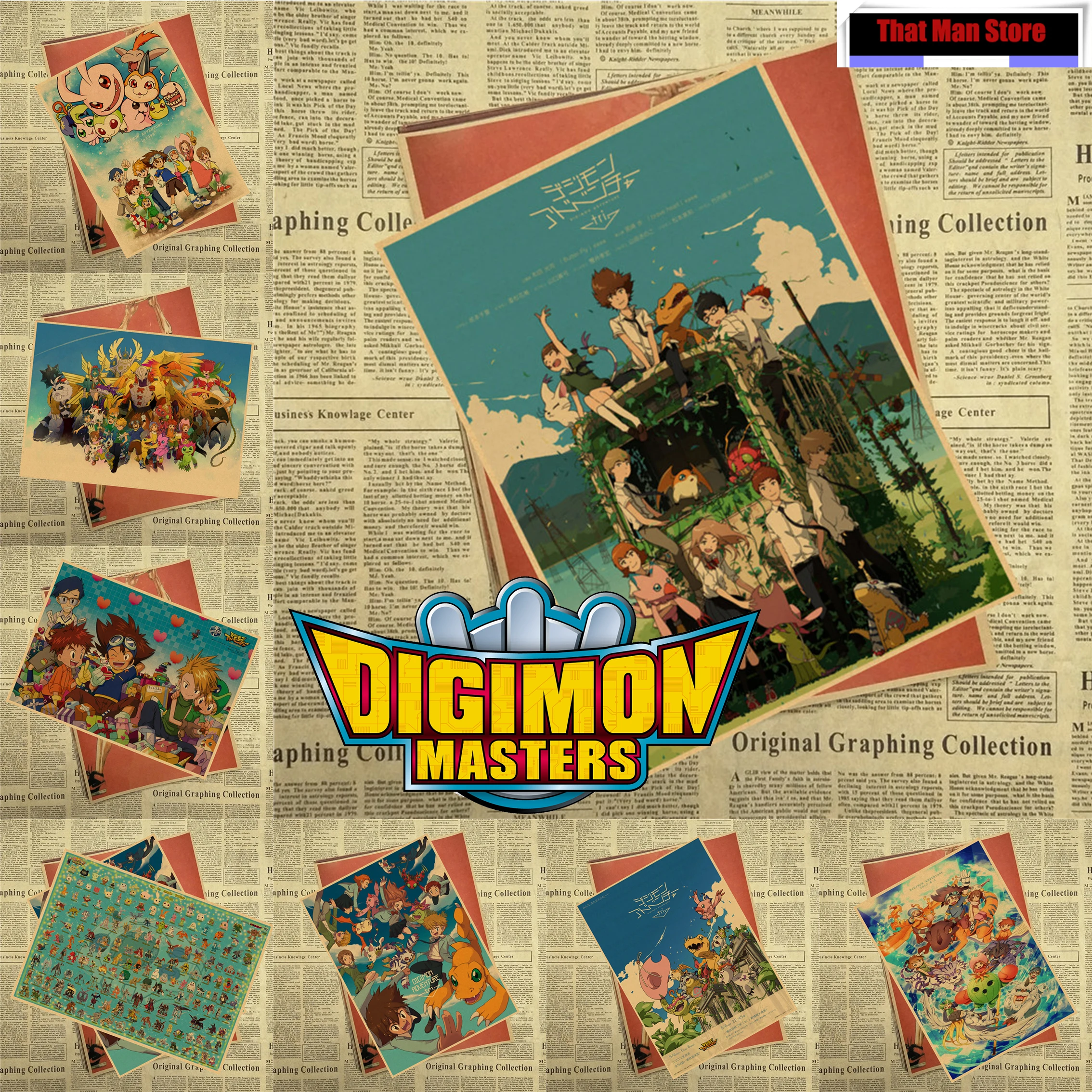 Digimon Adventure аниме основной плакат из крафт бумаги принт агумон картинки для декора