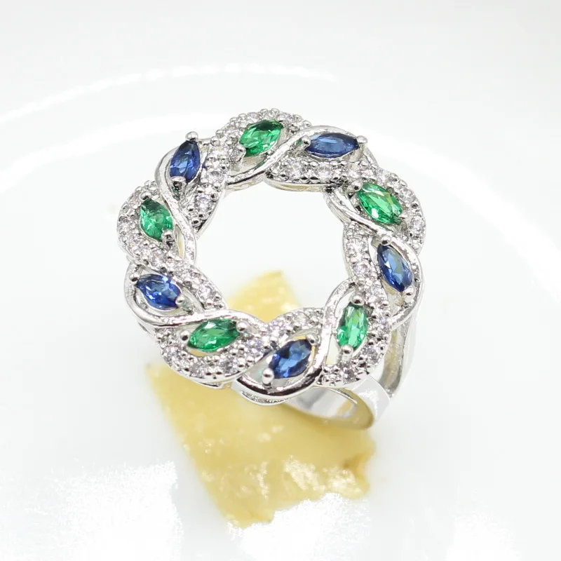 Трендовое большое полудрагоценное кольцо из стерлингового серебра 925 пробы для