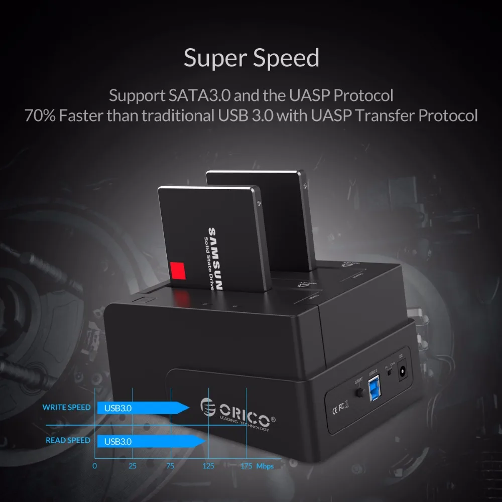 ORICO 6628US3 C 2 5 & 3 дюйма SATA USB3.0 общего жесткого диска внешняя док станция черный|external