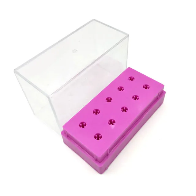 10Holepink HYTOOS 10 отверстий сверло для ногтей дисплей стенд контейнер акриловый держатель Чехол дизайн ногтей пустой ящик для хранения, Маникюр Аксессуары - Цвет: 10Holepink