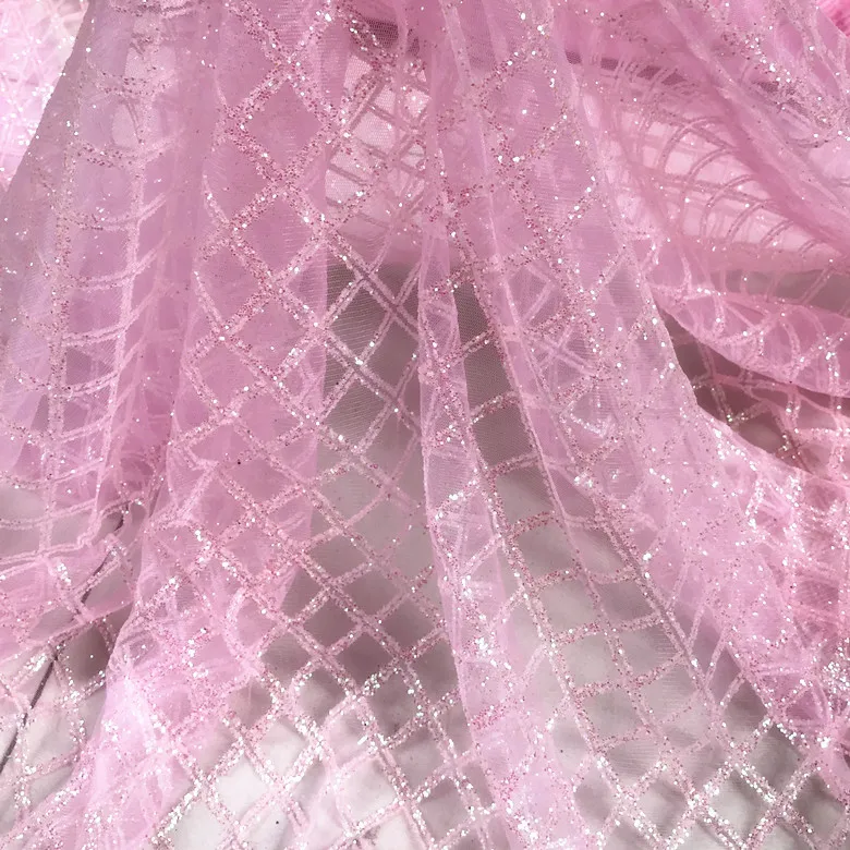 100*140 см розовая клетчатая бронзовая ткань блестящая для платьев|Ткань| |