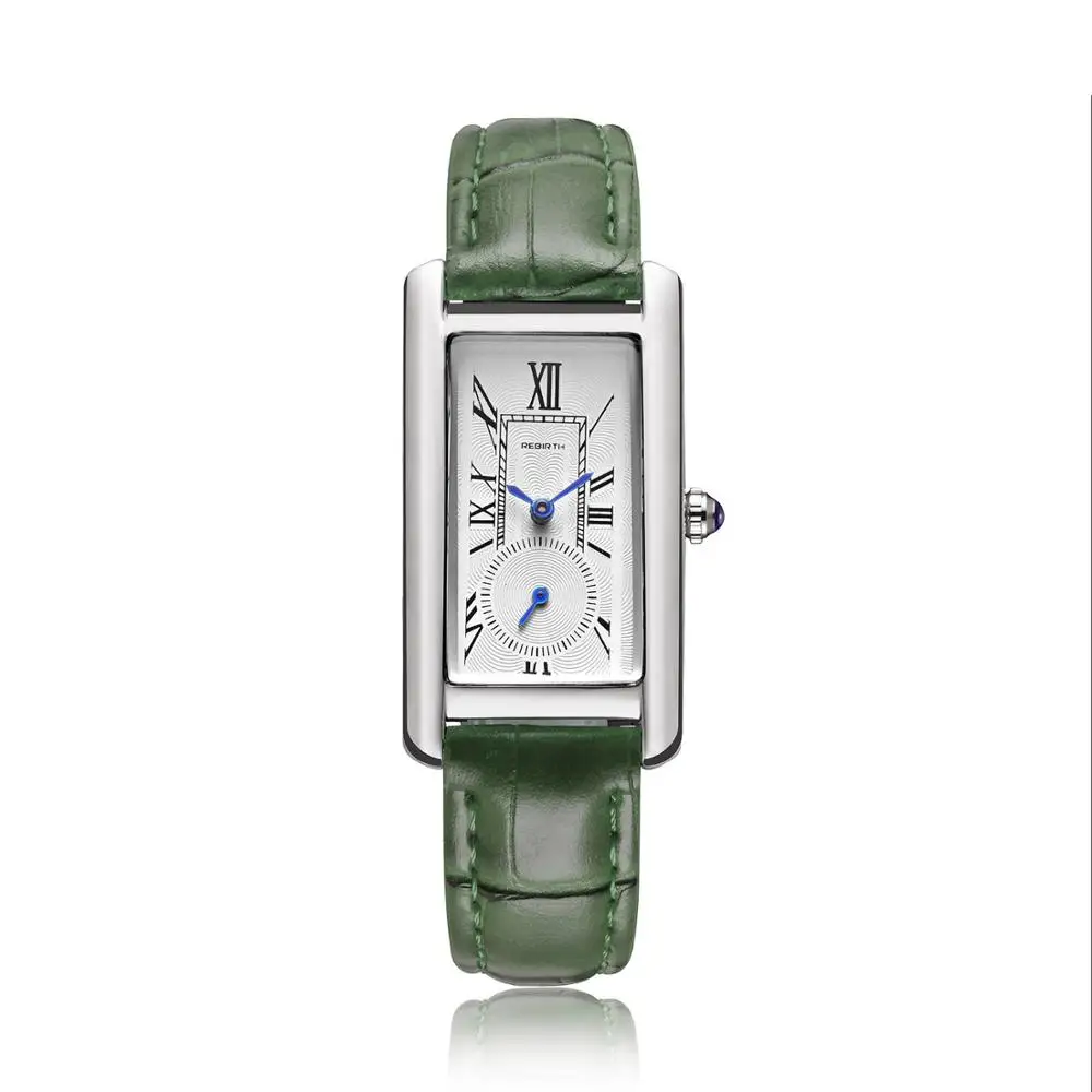 Silver-Green Прямоугольные унисекс кварцевые часы Женское платье кожаный браслет из ПУ Модные наручные часы женские винтажные деловые часы женские часы - Цвет: Silver-Green