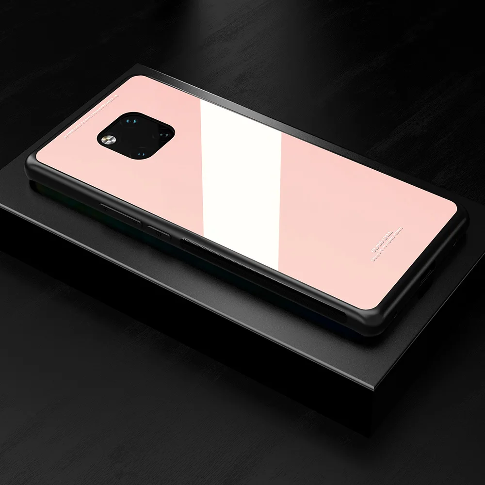 Розовый KEYSION чехол из закаленного стекла для телефона для huawei mate 20 Pro стекло нескользящий черный чехол для huawei mate 20 чехол Funda аксессуары - Цвет: Розовый