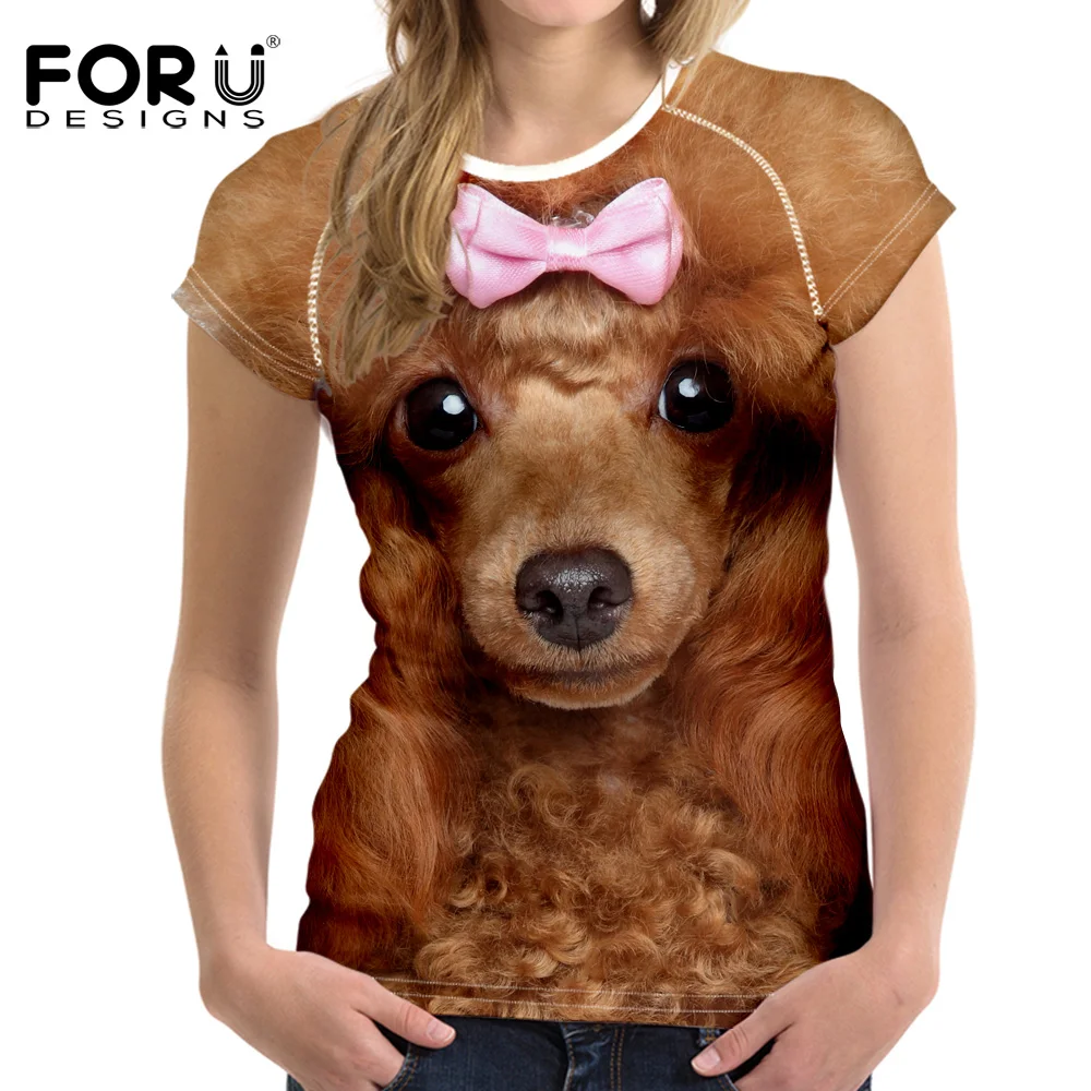 FORUDESIGNS/женская футболка с 3D принтом мопса, Европейская летняя футболка для женщин/девочек с забавными животными, крутая Новинка, футболка с коротким рукавом, топы, одежда