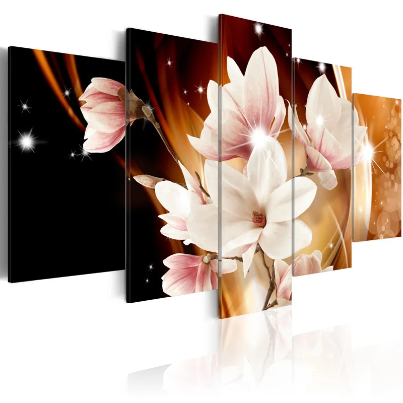 

Top Wall Deocr Canvas Painting 5 Pcs Flower series Modern Printed Oil Pictures Beauty In Home Living Room framed /PJMT-14