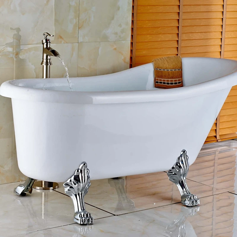 Напольное крепление Матовый никель ванна кран Наполнитель бесплатно Stnading